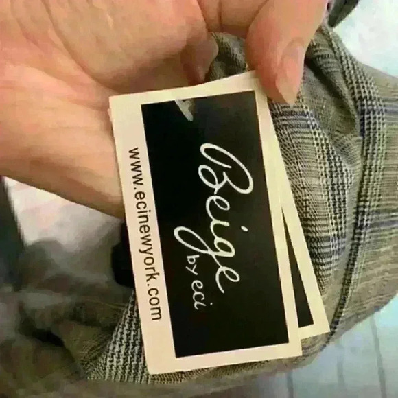 nwt beige eci plaid ruffle dress 4 - Picture 12 of 14